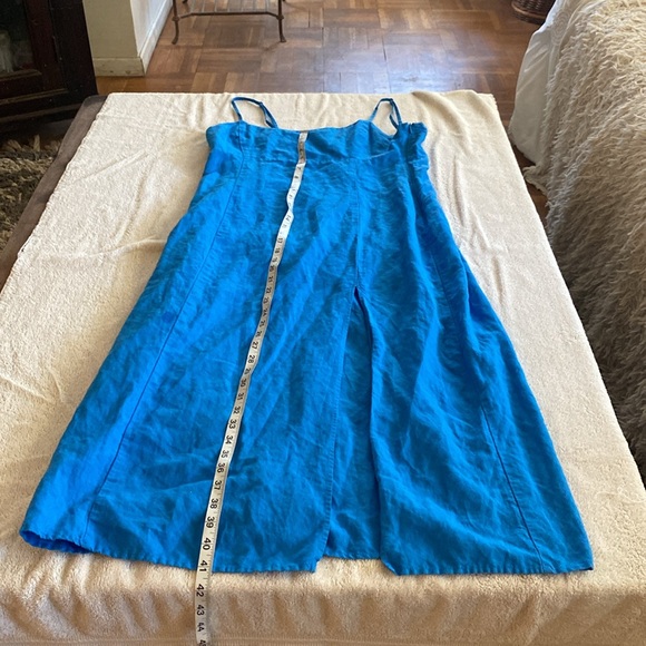 Zara linen blend gorgeous royal blue midi slit dress w/ great spaghetti straps - Picture 10 of 15